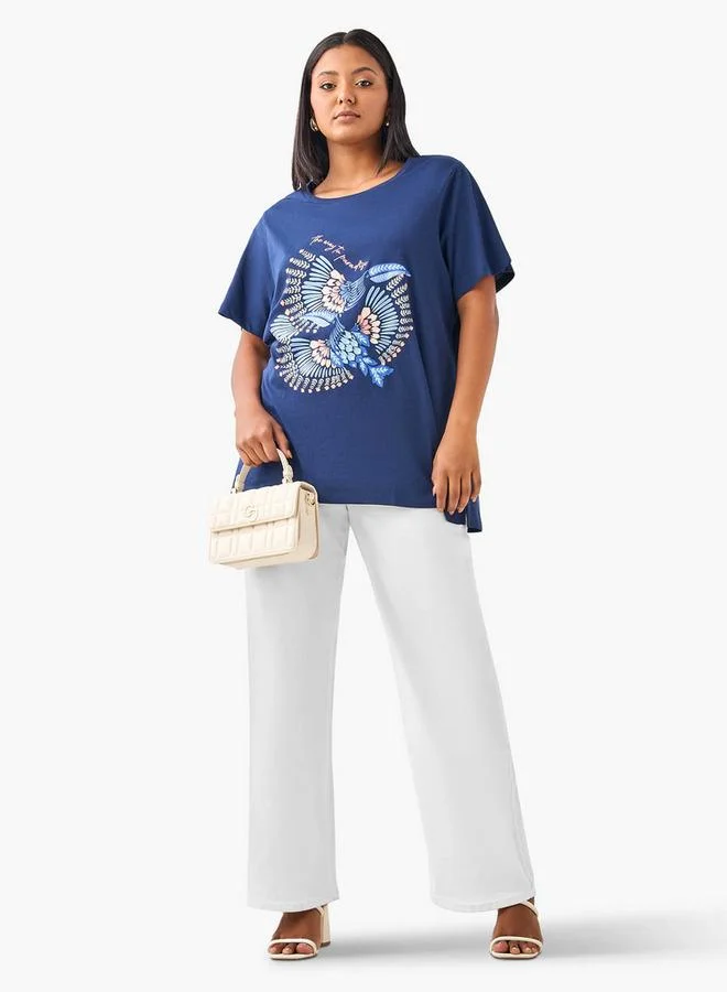 Ulla Popken Plus Size Ulla Popken Graphic Print T-shirt